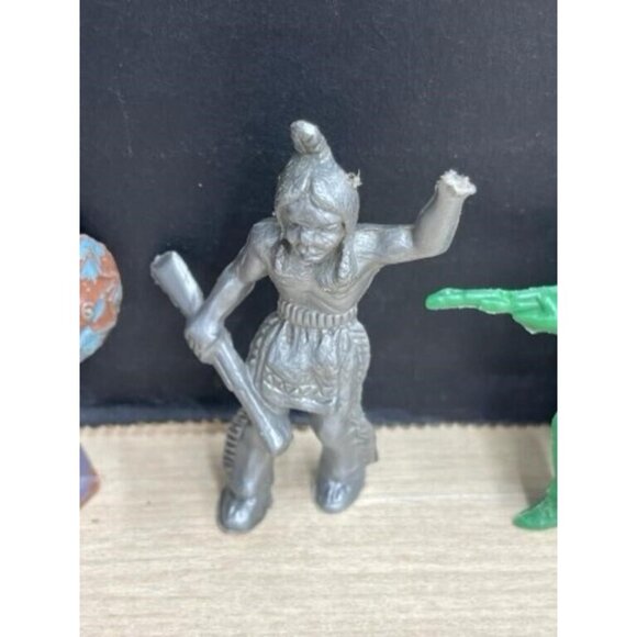 Vintage x3 Cowboys And Indians Plastic Figures -Lone Star, Painted? Native Amer - Picture 3 of 5